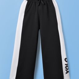 Pine Kids Cotton Knit Full Length Track Pant with YOLO Print - Black-image-66