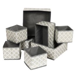 House of Quirk Non-Woven Foldable Clothing Storage Box Closet Dresser Drawer Organizer Cube Basket Bins Containers Divider With Drawers Set of 8 - Grey Lantern-11