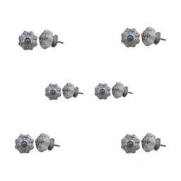 Indianshelf 6Pcs White & Blue Textured Ceramic Pumpkin Knobs-image-82