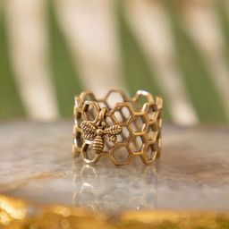 Soul Works Honey Comb Brass Ring Adjustable Size 5-7-image-63