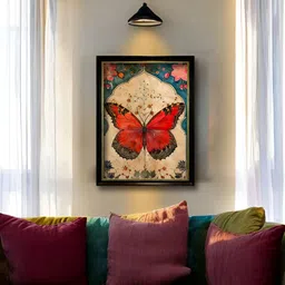 Art Street Red & Blue 1 Piece Synthetic Wood Birds and Animals Wall Paintings-image-76