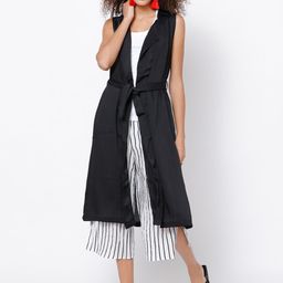 Tokyo Talkies Women Black Solid Open Front Jacket-11