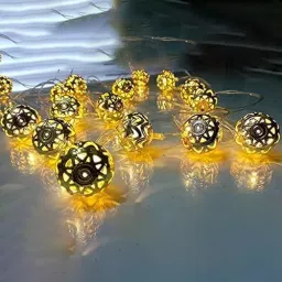 NSCC 5 W Plastic Plug-in Metal Diya Ball LED String Light White ‎14 LEDs, 7U-NACB-ZC23-46