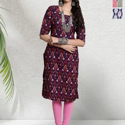 HERE&NOW Women Ethnic Motifs Printed Crepe Kurta Pack of 3-image-51