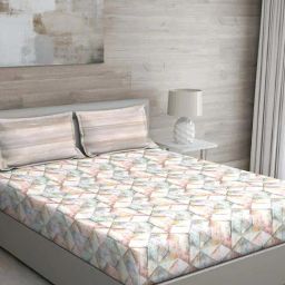 GM Brown Cotton 150 TC Super King Size Bedsheet With 2 Pillow Cover-image-58