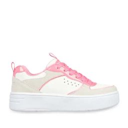 Skechers Girls COURT HIGH - GLITTER MIX White Hot Coral Casual Canvas Shoes-image-51
