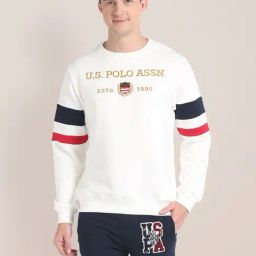 U.S. Polo Assn. Off-White Cotton Regular Fit Self Pattern Sweatshirt-picture-31