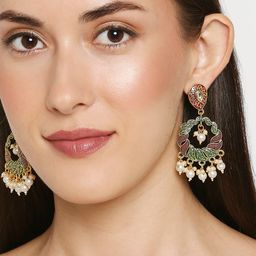 OOMPH Red & Green Circular Drop Earrings-image-82