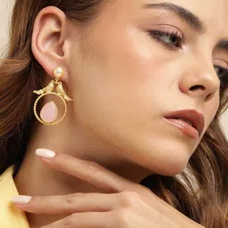 Anouk Gold-Plated Artificial Beaded Contemporary Drop Earrings-31