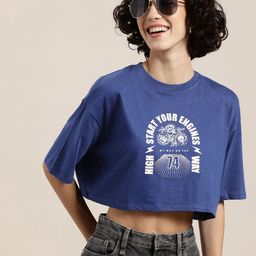 HERE&NOW Typography Print Pure Cotton Boxy T-shirt-image-88