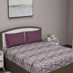 GM Burgundy Cotton 180 TC Double Queen Size Bedsheet With 2 Pillow Cover-image-72
