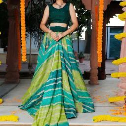 Indi Inside Green Printed Unstitched Lehenga Choli Set With Dupatta-image-6