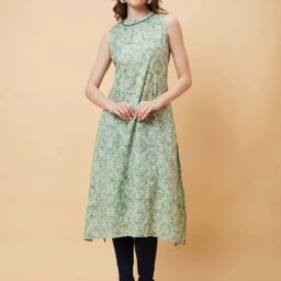 Globus Green Printed A Line Kurta-picture-45