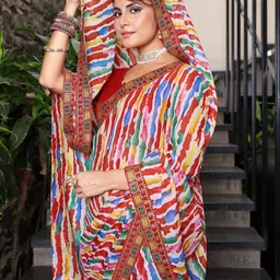 KALINI Leheriya Printed Pure Georgette Leheriya Saree-picture-13