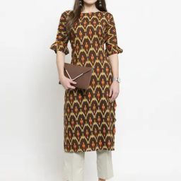 Indibelle Brown Printed Straight Kurta-picture-26