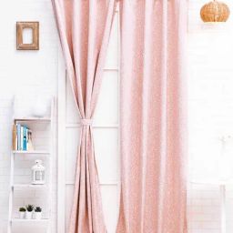 Ariana Textured Pink Polyester 9 ft Long Door Curtain-image-44