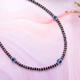 Zavya Evil Eye Black Beads 92.5 Sterling Silver Necklace-image-85