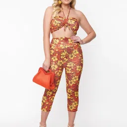 TANDUL Floral Printed Top and Trousers Set-image-79