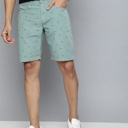 Mast & Harbour Men Blue Printed Regular Fit Sustainable Shorts-image-92