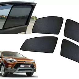 Auto Pearl Side Window Sun Shade Cover for i20 (Black)-34