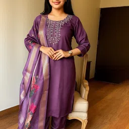 LIZORD FAB Women Floral Yoke Design Kurta with Trousers & Dupatta-picture-44