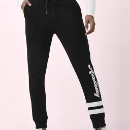 People by Pantaloons Black Slim Fit Printed Joggers-image-16