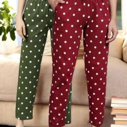 Kryptic Maroon & Green Cotton Relaxed Fit Printed Lounge Pants - Pack of 2-image-51