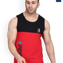 SLOWLORIS Pack Of 2 Typography Printed Combed Cotton Gym Vests-picture-7