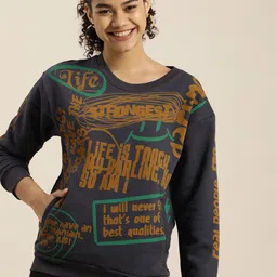 Difference of Opinion Women Grey Printed Oversized Sweatshirt-image-34