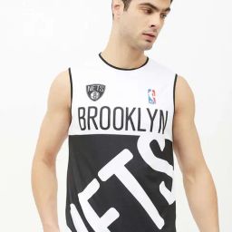 Shop The Arena Brooklyn Nets White Oversized Printed Jersey-image-51