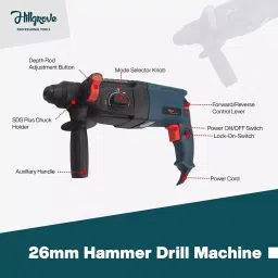 Hillgrove HGCM251M1 1200 W 26 mm Hammer Impact Drill Machine Set Gloves HGCM512 image 5