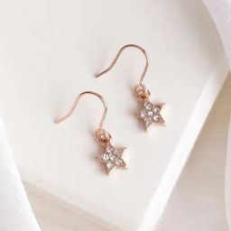 Joker & Witch Rose Gold The Party Edit Astral Rhinestone Drop Earrings-44