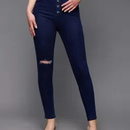Miss Chase Navy High Rise Jeans-image-65