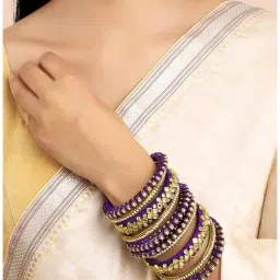 Peora Purple Kundan Studded Chuda Ethnic Bangles-image-92