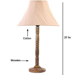 Devansh Off White Wooden Frusturical Shaped Table Lamp-11