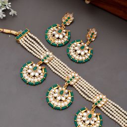 Silvermerc Designs Gold-Plated Pearls Beaded Choker Necklace Set-picture-18
