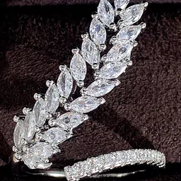 Designs & You Silver-Plated Cubic Zirconia Studded Finger Ring image 5