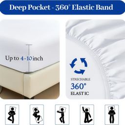 decoreza 280 TC Cotton Feel All Around Elastic Fitted Bedsheets,Elastic Fitted Bedsheets Queen Size,Bedsheet for Double Bed Elastic Fitted with 2 Pillow Covers,Size - 60 x 78 x 8 Inch,Maroon Tree image 2