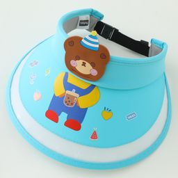 Babyhug Free Size Bucket Hat Teddy Applique - Light Blue-image-33