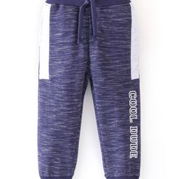 Babyhug Cotton Looper Knit Full Length Lounge Pant Text Printed - Blue-picture-15
