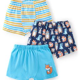 Babyhug 100% Cotton Trunk Jungle Animals Printed Pack of 3 - Blue-image-87