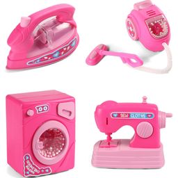 Babyhug Roleplay Home Appliances Set Washing Machine Iron Vacuum Cleaner Sewing Machine- Pink-25