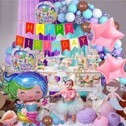 Decor Mantra's Ultimate Birthday Decoration Kit: Mermaid Foil Balloon Set, Happy Birthday Cut Banner, Balloon Glue Dot Tape, and More for Boys, Girls, Kids - Indoor and Outdoor Fun - Pack of 81-image-22