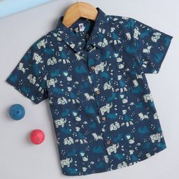 The Magic Wand Cotton Half Sleeves Abstract Printed Shirt - Blue-picture-5