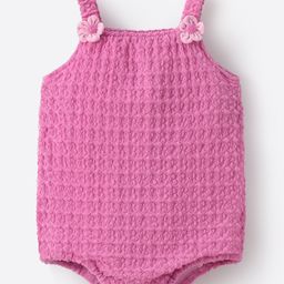 Mark & Mia Sleeveless Textured Onesie with Floral Applique - Pink-image-56
