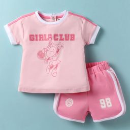 ToffyHouse Knit Half Sleeves Top & Shorts Set With Bunny Print - Pink-image-36