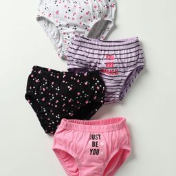 Bodycare Cotton Knit Panties With Stripes & Star Print Pack Of 4 - Multicolour-image-76