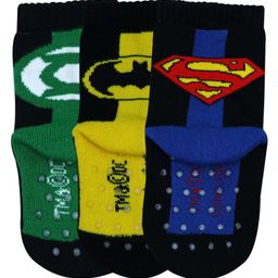 SOCKSXPRESS Cotton Pack Of 3 DC Comics Featuring Characters Logo Designed Antiskid Socks - Black Blue & Yellow-image-17