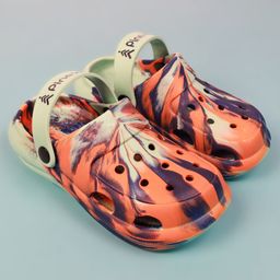 Pine Kids Back Strap Closure Clogs With Marble Print - Sea Green-image-44