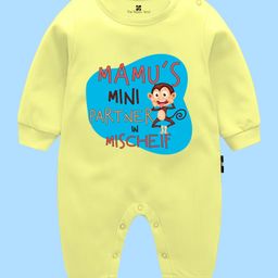 The Peppy Tend 100% Cotton Family Theme Full Sleeves Mamus Little Partner In Mischeif Printed Romper - Yellow-image-72